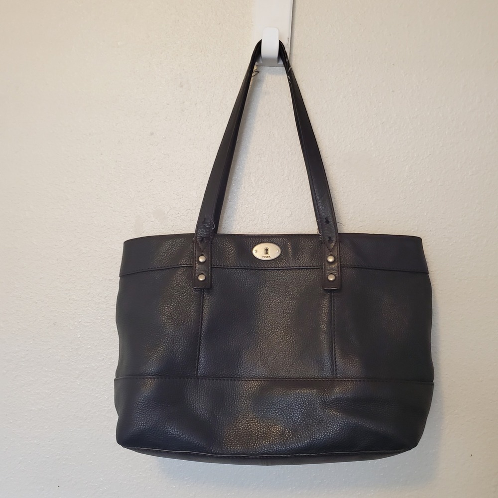 Fossil Long Live Vintage Brown Pebbled Leather Tote Bag ZB5364 London Keychain